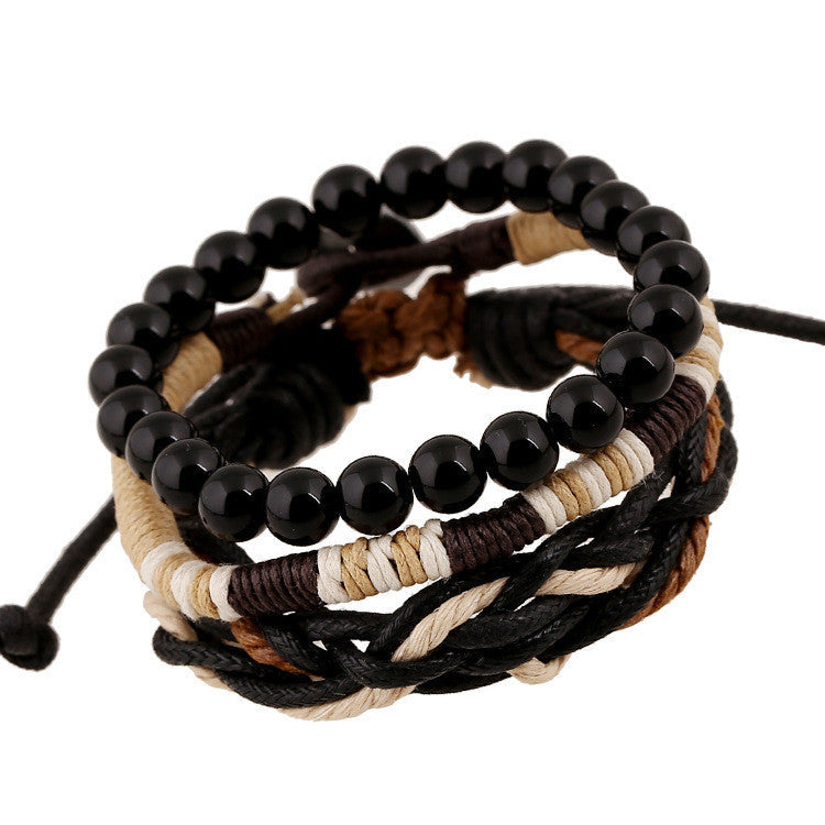 ORIGINAL WOVEN WOOD BEAD WAX ROPE BRACELET