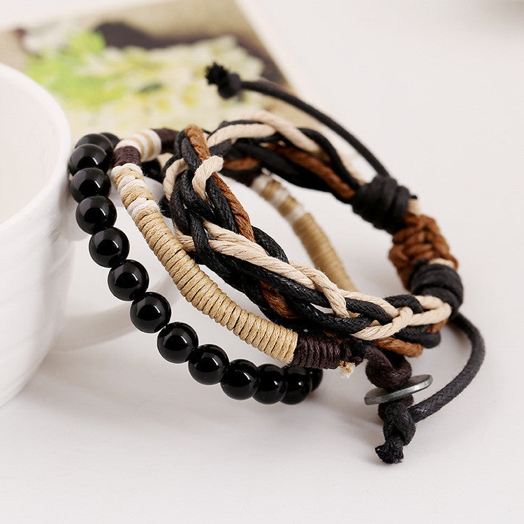 ORIGINAL WOVEN WOOD BEAD WAX ROPE BRACELET
