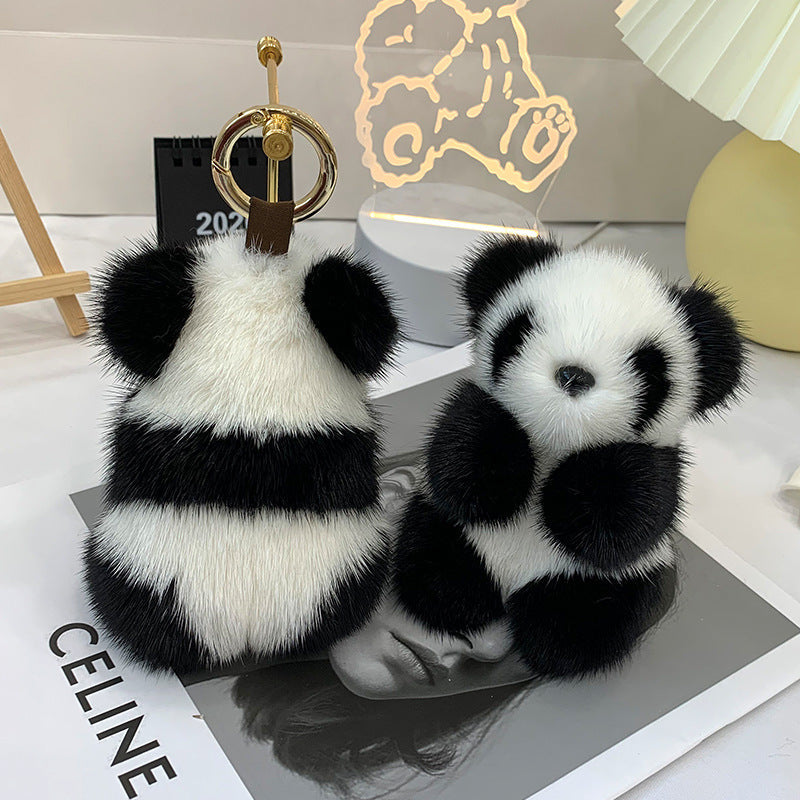 CUTE MINK FUR PANDA KEYCHAIN - BAG ACCESSORY
