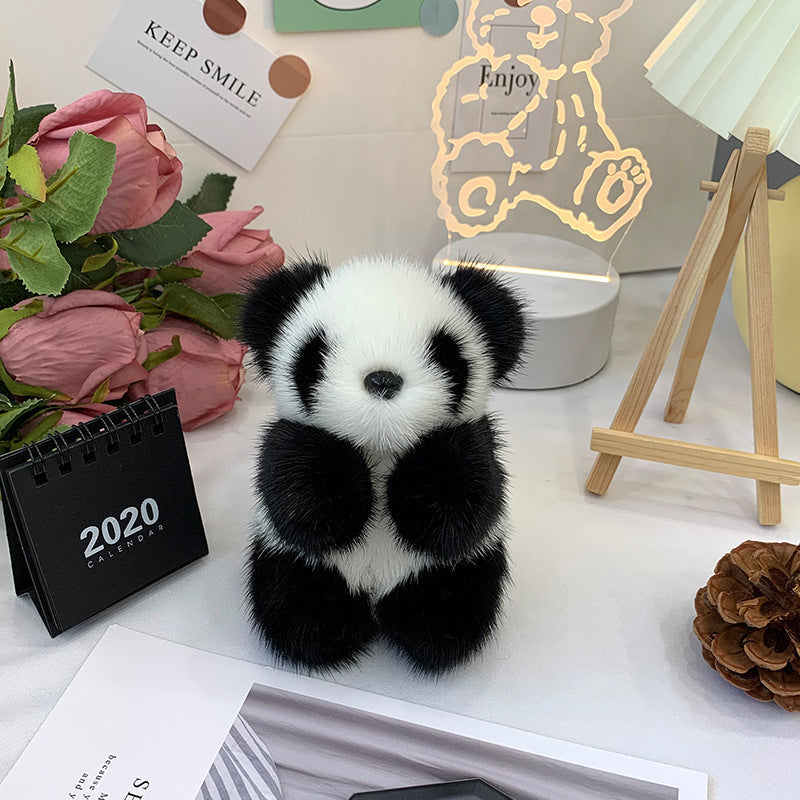 CUTE MINK FUR PANDA KEYCHAIN - BAG ACCESSORY