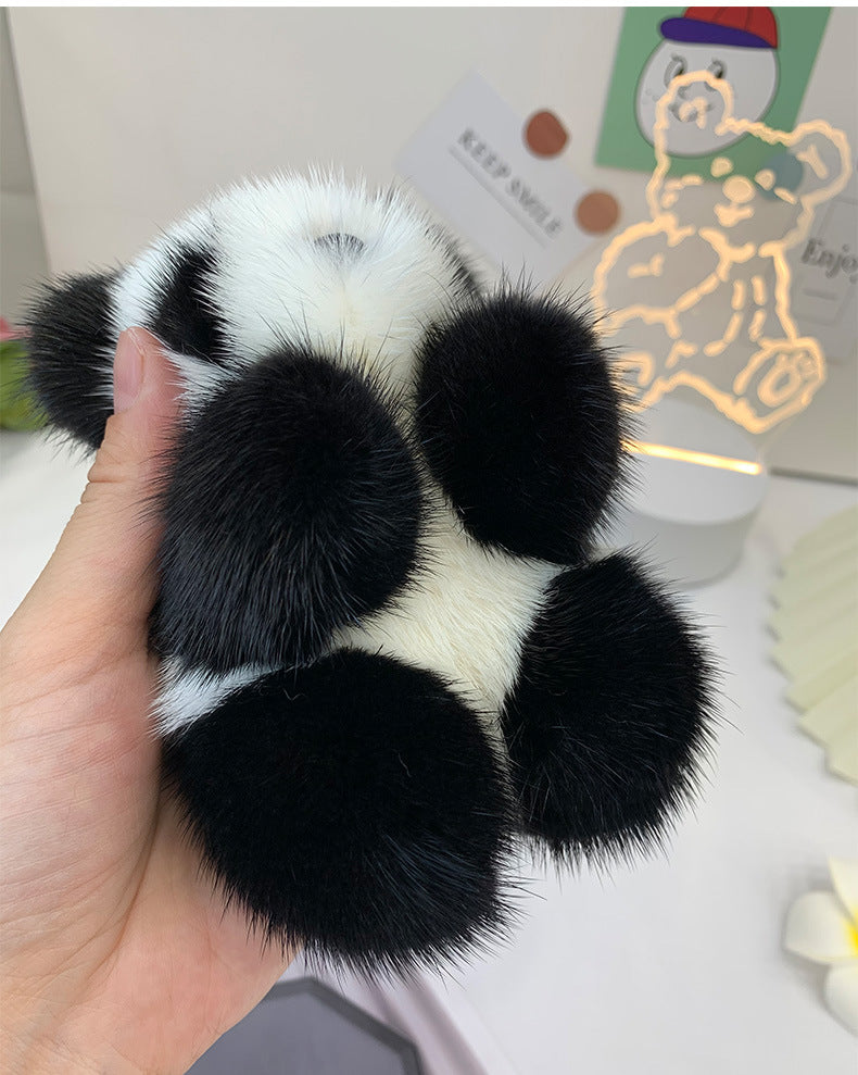 CUTE MINK FUR PANDA KEYCHAIN - BAG ACCESSORY