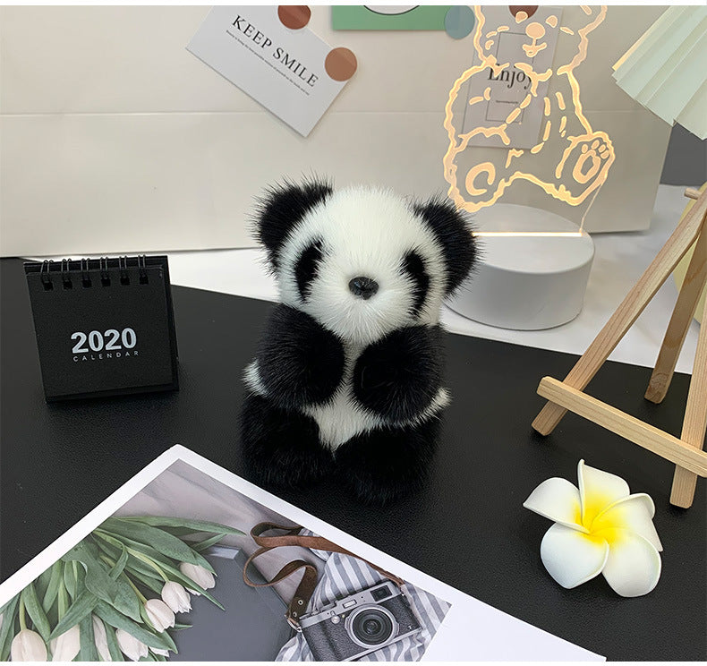 CUTE MINK FUR PANDA KEYCHAIN - BAG ACCESSORY