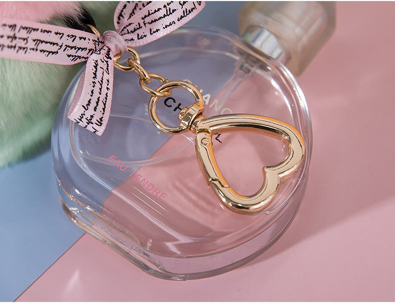 CUTE REAL RABBIT FUR PEACH KEYCHAIN