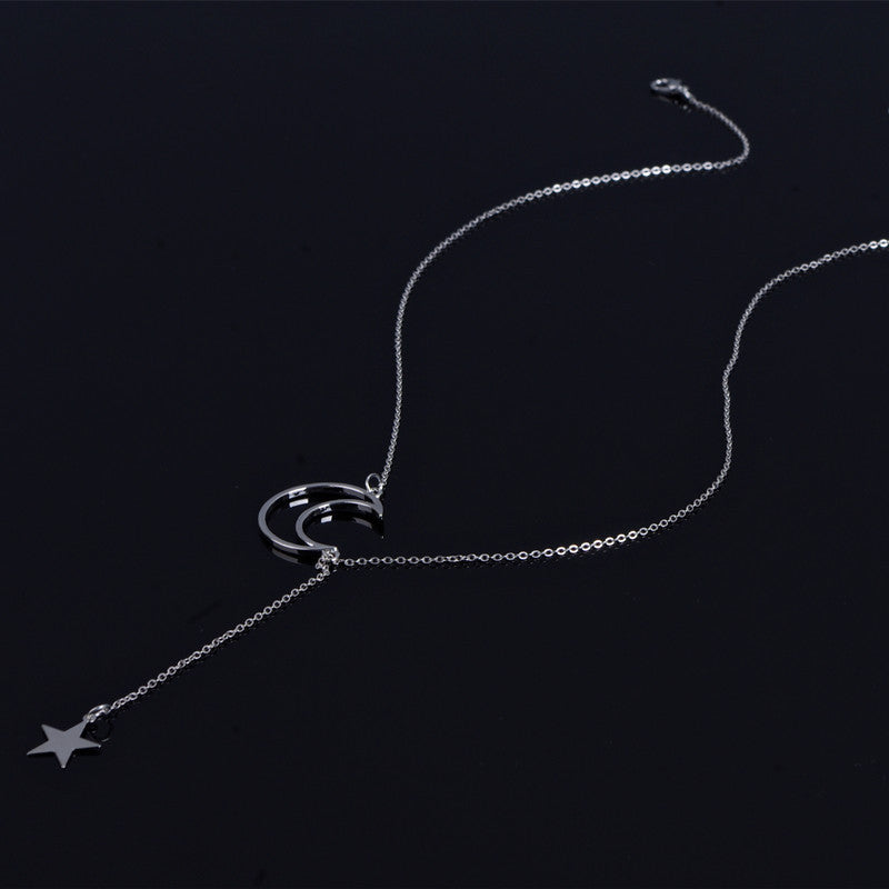 ROMANTIC COUPLES MOON STARS CLAVICLE NECKLACE