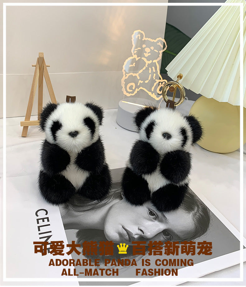 CUTE MINK FUR PANDA KEYCHAIN - BAG ACCESSORY