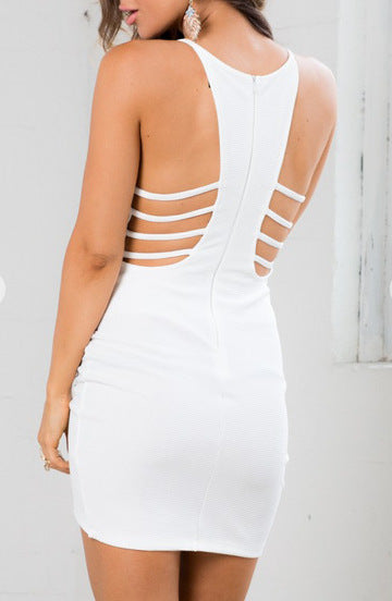 Pure Color Bodycon Straps Irregular Sexy Dress