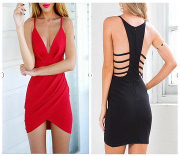 Pure Color Bodycon Straps Irregular Sexy Dress