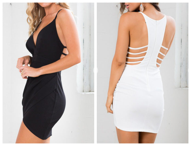 Pure Color Bodycon Straps Irregular Sexy Dress