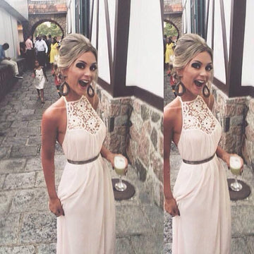 Summer Style White Lace Bear Shoulder Halter Maxi Long Dress - MeetYoursFashion - 1
