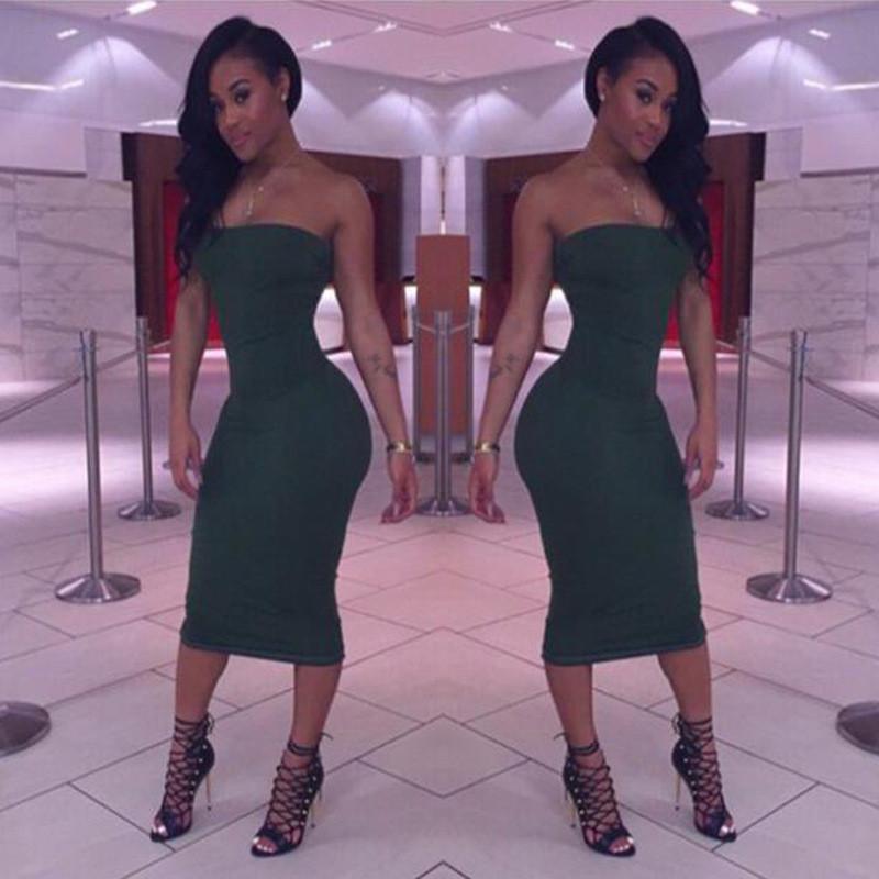 Off Shoulder Sleeveless Bodycon Sheath Knee-length Dress