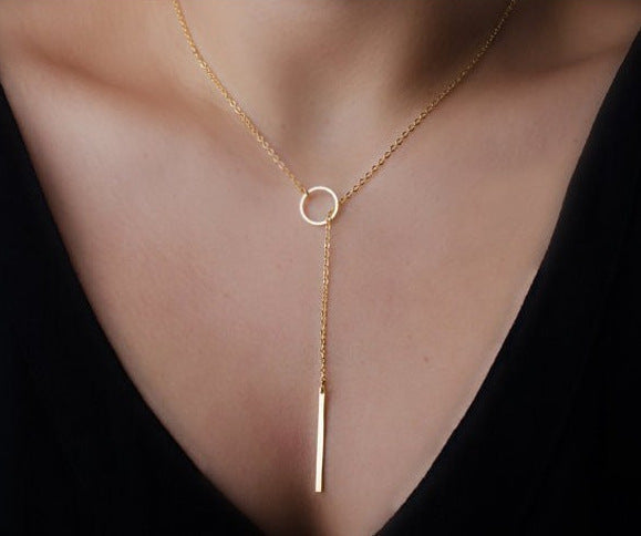 Simple Solid Color Circle Necklace For Women