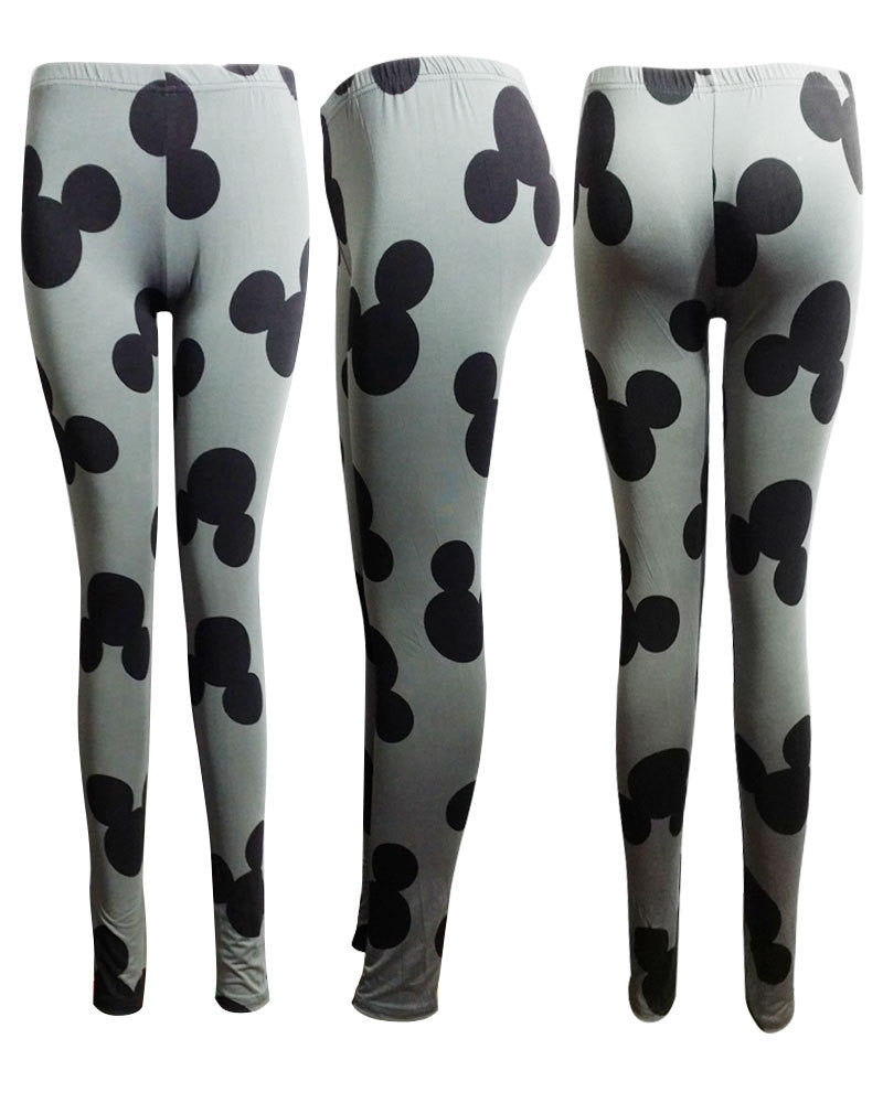 MICKEY FLOWER PRINT LOW WAIST SKINNY LEGGINGS