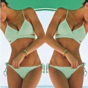 Cross Wrap Strappy Spaghetti Strap Bikini Set Swimwear
