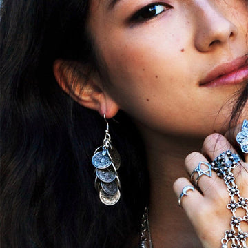 RETRO COINS TASSEL EARRINGS