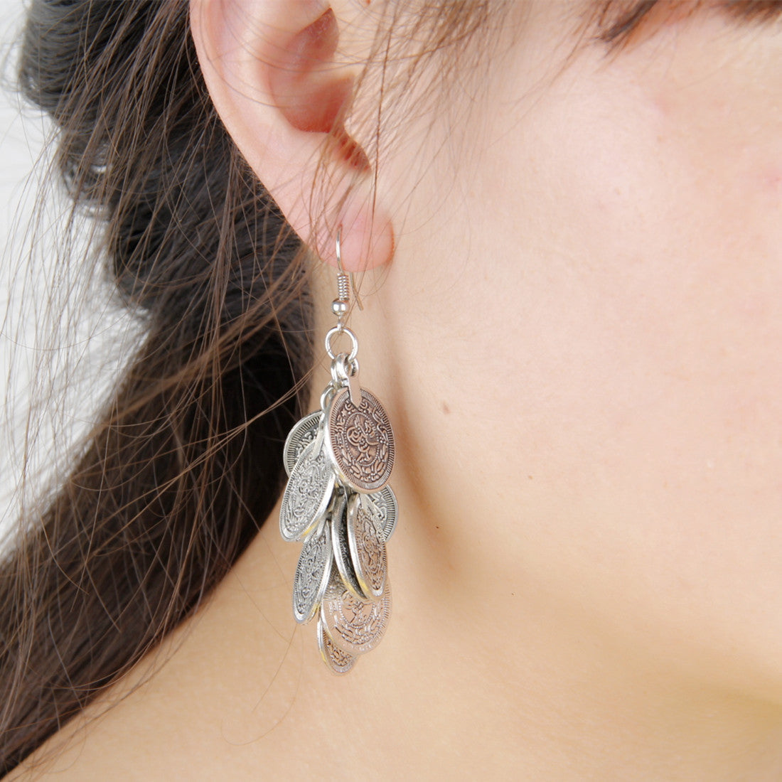 RETRO COINS TASSEL EARRINGS