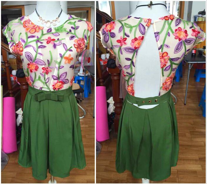 Unique Embroidery Flower Backless Chiffon Short Dress
