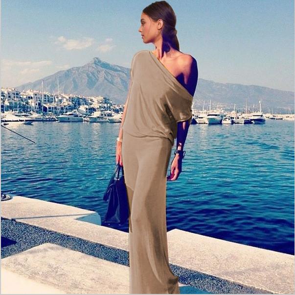 One Shoulder Solid Long Party Fashion Dress