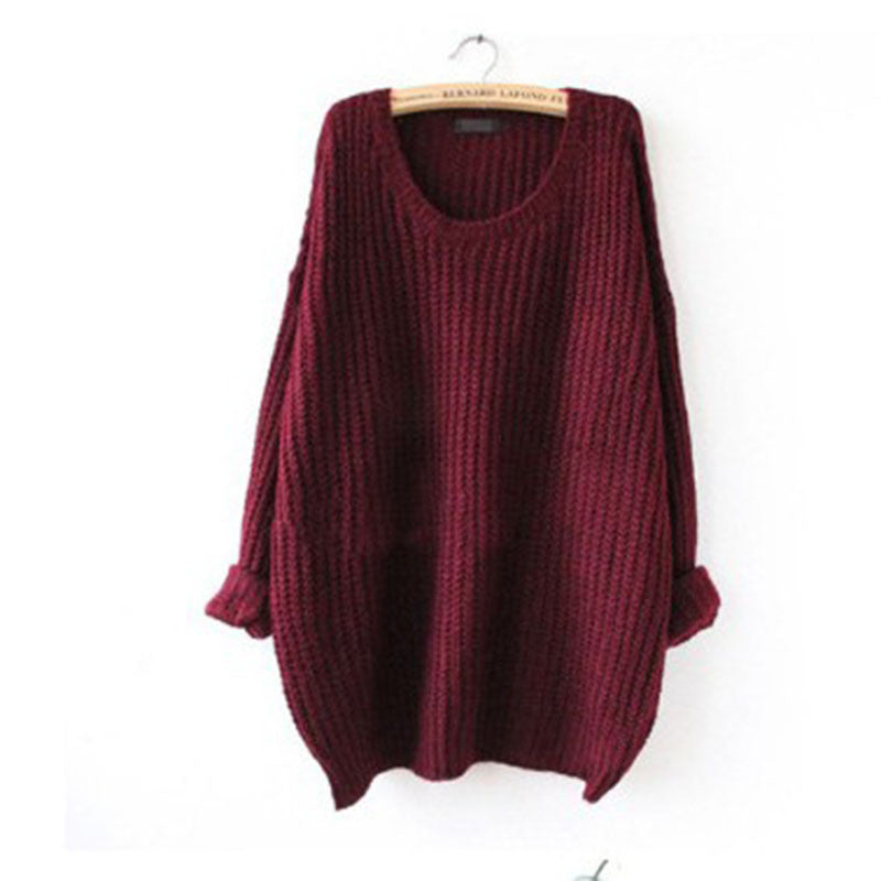 Long Pullover Loose Solid Color Knit Sweater - Meet Yours Fashion - 2
