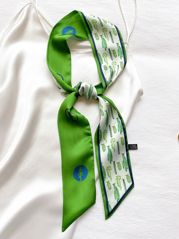 CHIC SILK IMITATION CACTUS PRINT SCARF