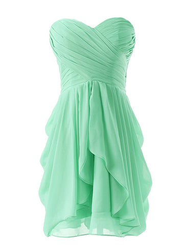 Sterpless Solid Color Irregular Ruffles Homecoming Party Dress