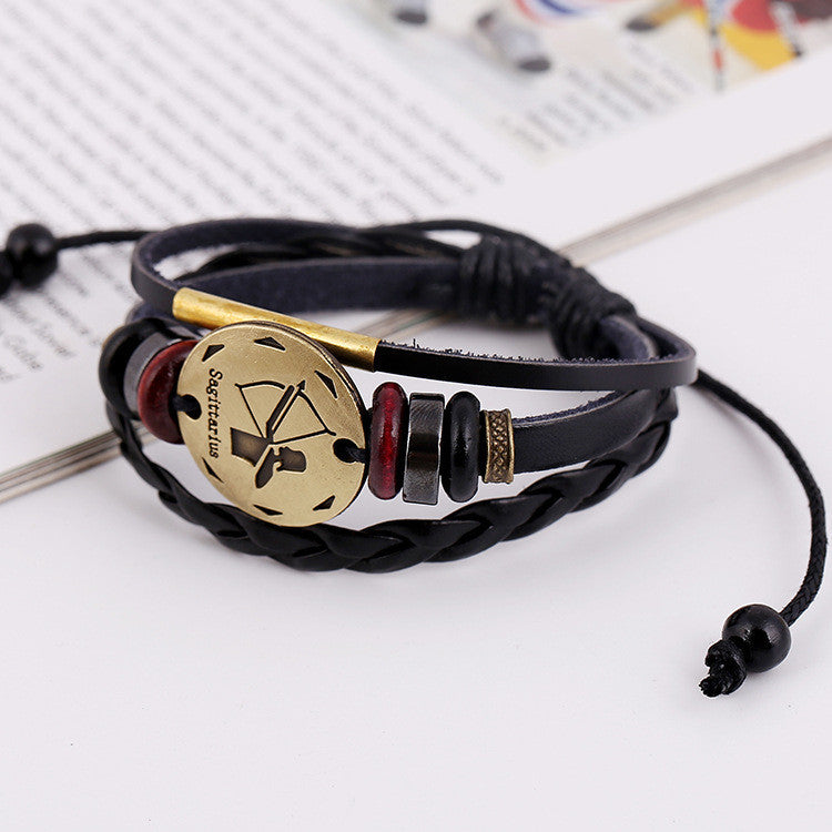 SAGITTARIUS CONSTELLATION WOVEN LEATHER BRACELET