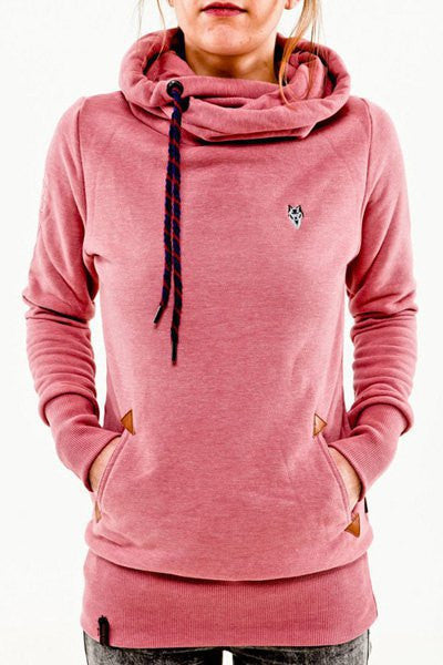 Embroidered Pocket Pure Color Womens Hoodie - Meet Yours Fashion - 2