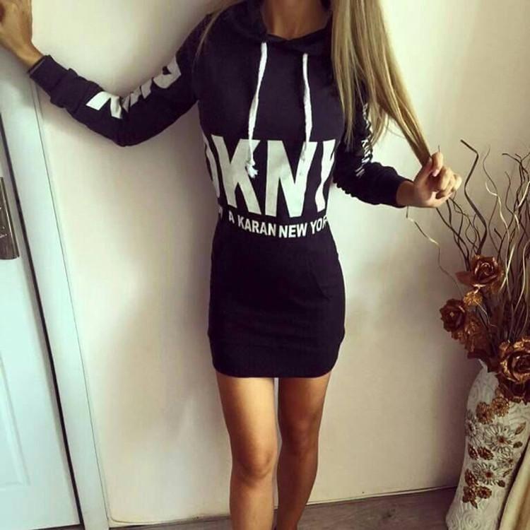 Letter Print Drawstring Bodycon Short Dress