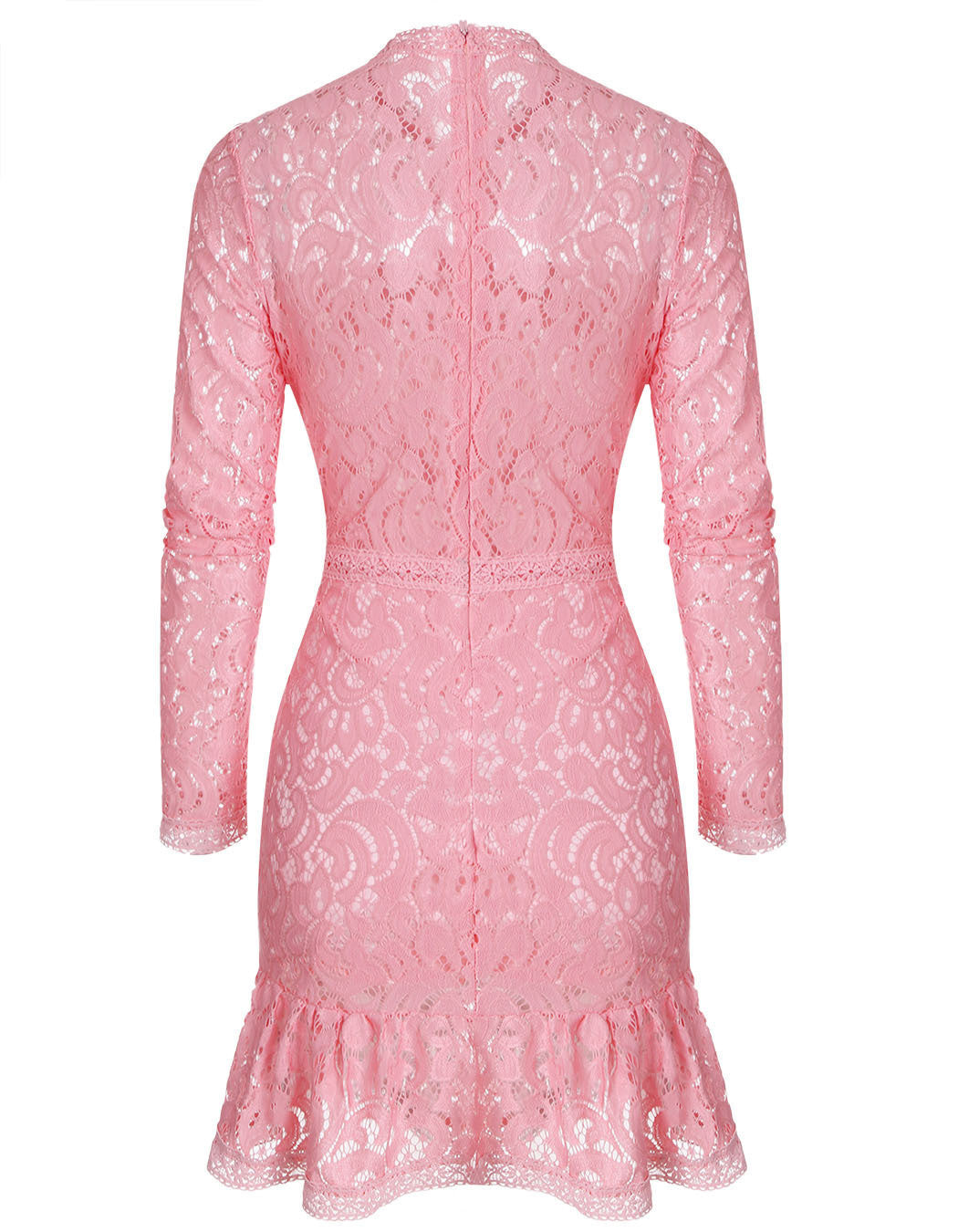 Lace Hollow Out Long Sleeves Mini Party Dress