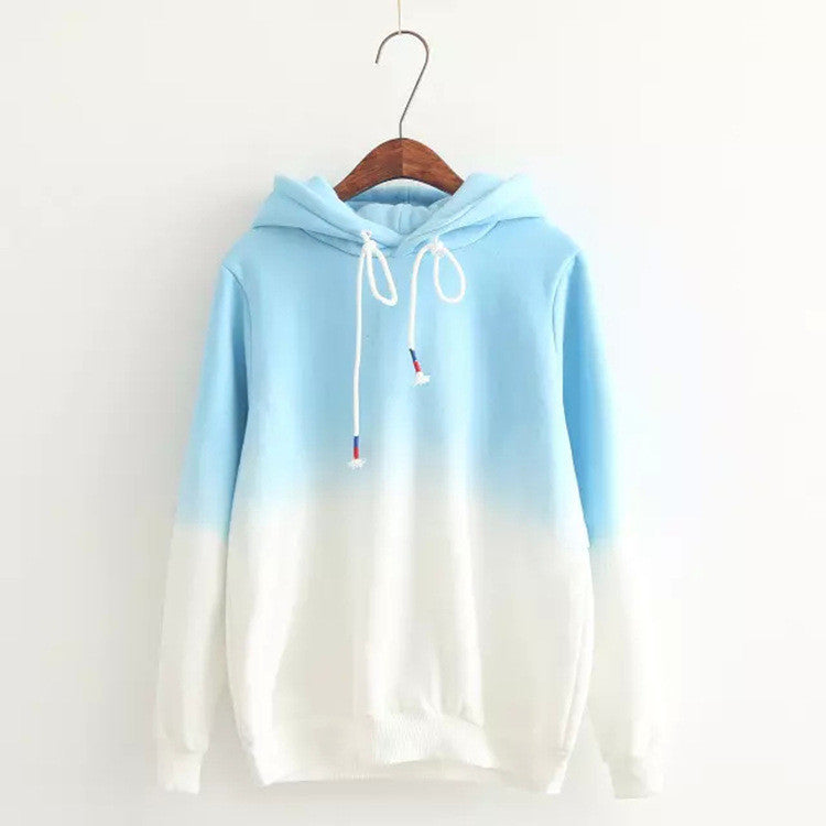 Gradient Color Korean Hooded Long Sleeves Hoodie - May Your Fashion - 2