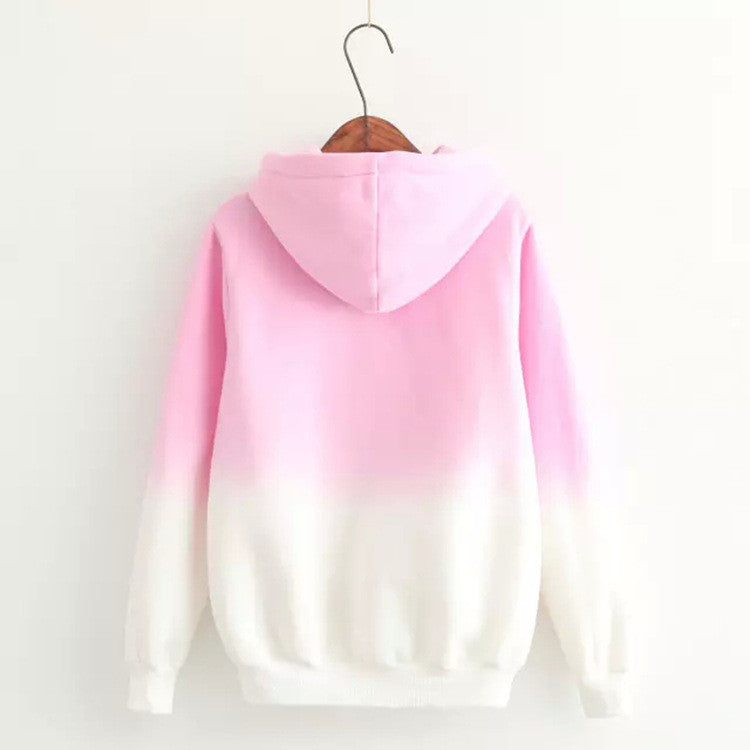 Gradient Color Korean Hooded Long Sleeves Hoodie - May Your Fashion - 4