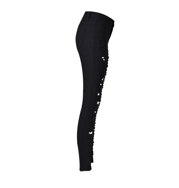 Slim Elastic Ripped High Waist Straight Jeans