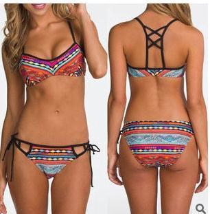 Flower Print Strappy Cross Wrap Bikini Set Swimwear - Meet Yours Fashion - 1