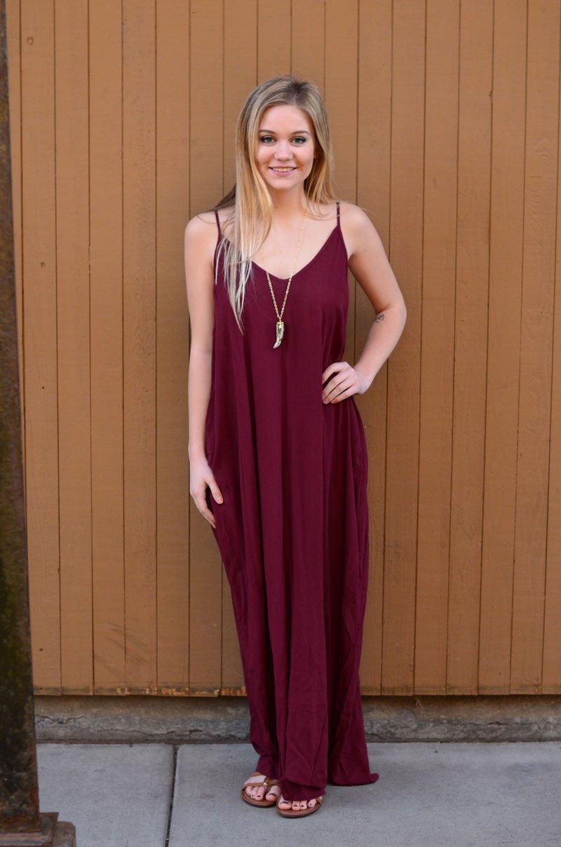 Spaghetti Strap V-neck Pleated Floor-length Long Cotton Loose Dress