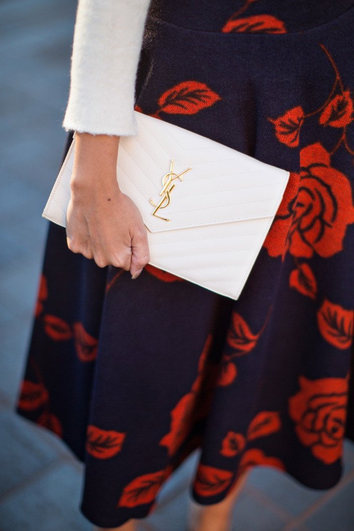 Fashion Rose Print High Waist Flared A-line Skirt