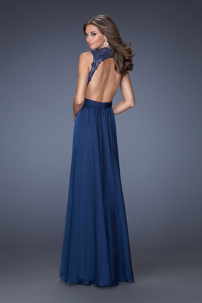 Lace Pure Color Sleeveless Backless V-neck Long Dress