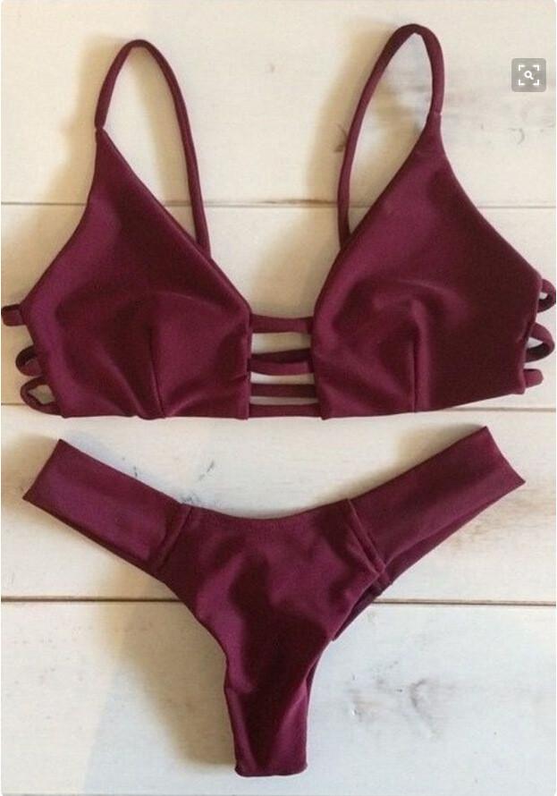 Spaghetti Strap Triangle Low Waist Bikini Set Swimwear - Meet Yours Fashion - 1