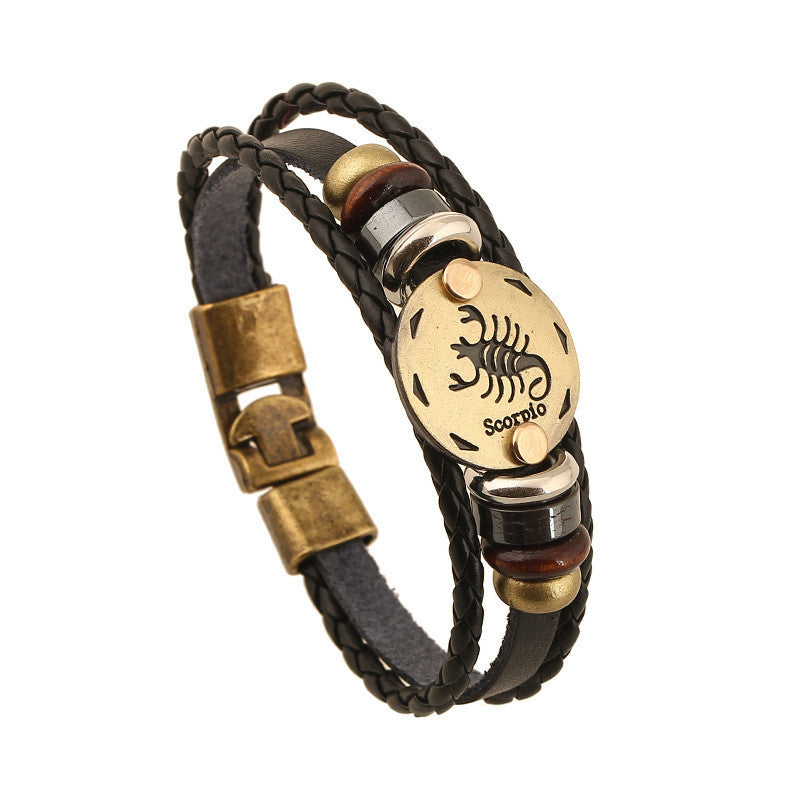 SCORPIO HAND WOVEN LEATHER BRACELET