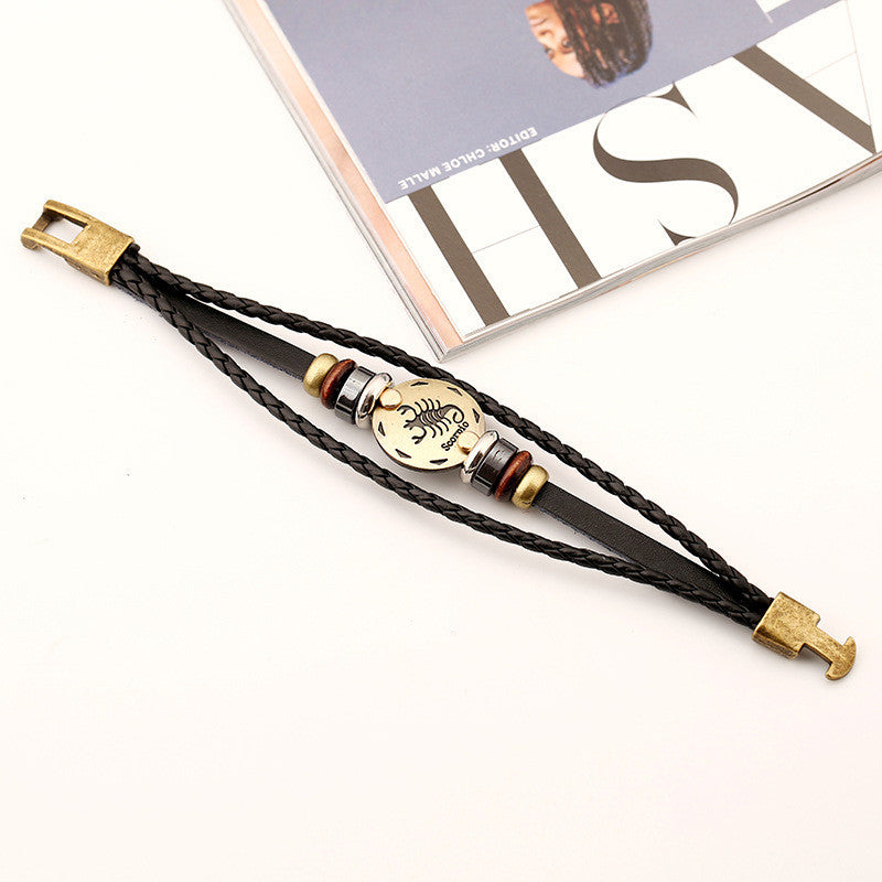 SCORPIO HAND WOVEN LEATHER BRACELET