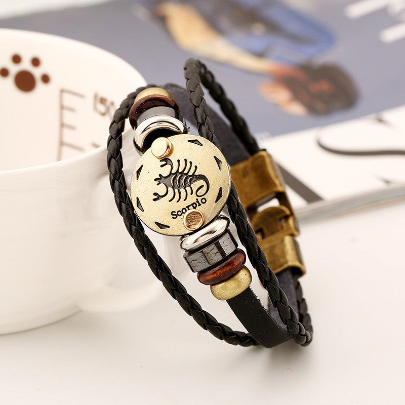 SCORPIO HAND WOVEN LEATHER BRACELET