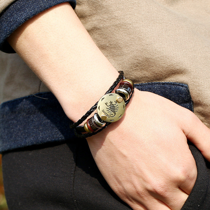 SCORPIO HAND WOVEN LEATHER BRACELET