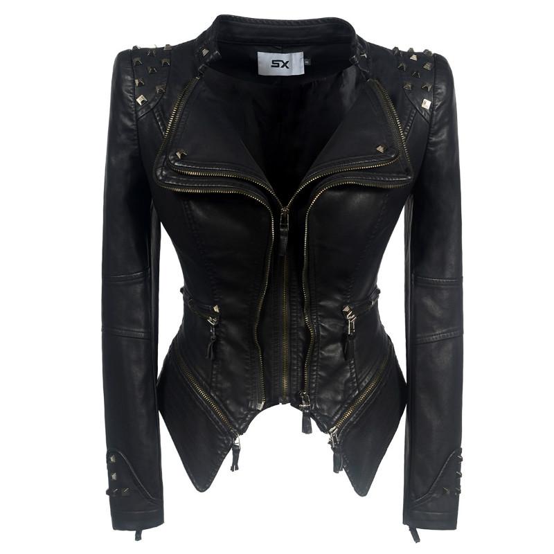 Punk-Shoulder Pad Moto Jacket