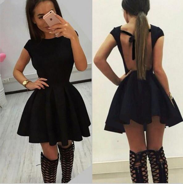 Scoop Solid High-waist Pleated Short Dress