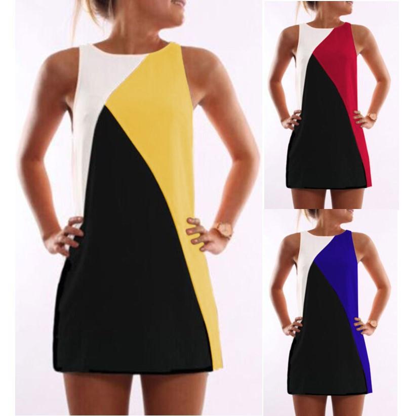 Contrast Color Plus Size Loose Short Tank Dress