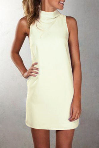 Pure Color Sexy O-neck Sleeveless Short Dress