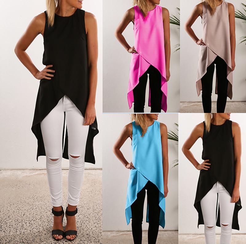 Irregular Strap Pure Color Chiffon Crossover Blouse