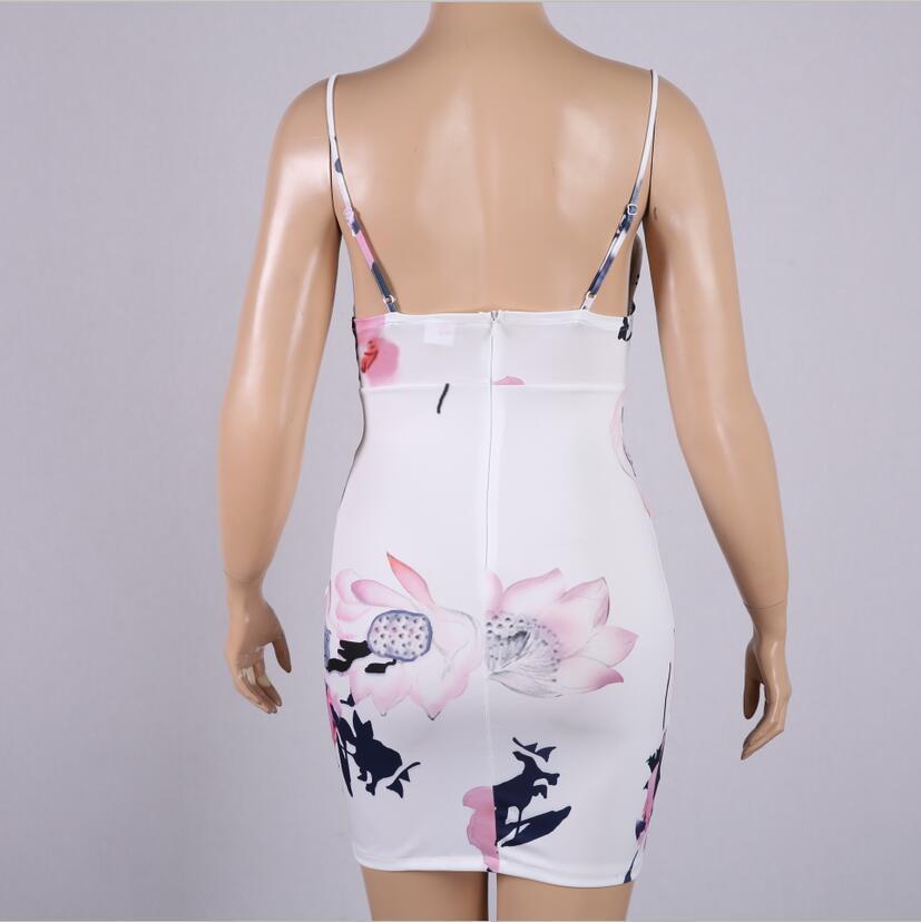 Print Slim Spaghetti Strap Sleeveless Short Dress