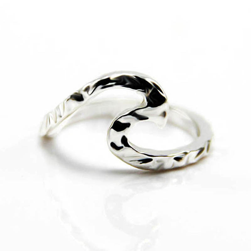 ALLOY SILVER PLATED SIMPLE WAVE RING