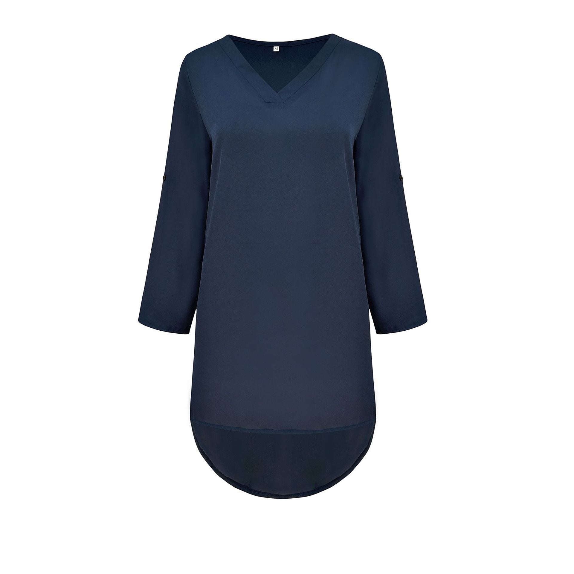 Simple Fashion Chiffon V Neck Dip Hem Short Dress