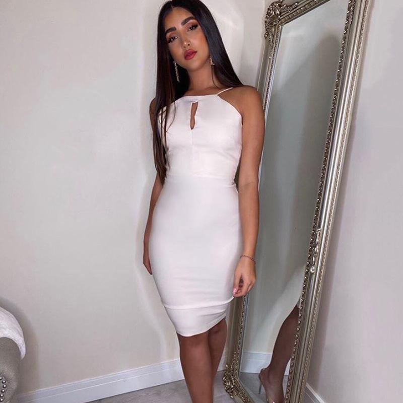 BLACKLESS HOLLOW OUT SUSPENDER BEACH DRESS