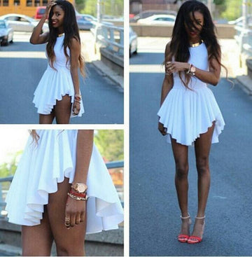 Sleeveless Falbala Scoop Short Sexy Dress